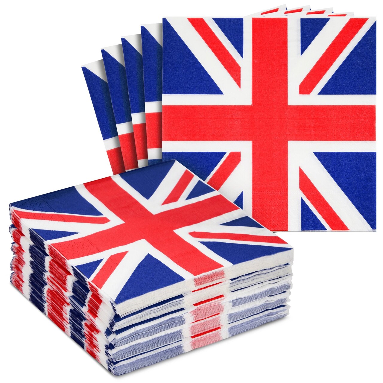 100 Pack UK Flag Napkins for British Party Decorations, Union Jack Party Supplies, London Napkins UK Flag Design for Birthday Parties, Celebrations, Special Occasions (13x13 Inches)